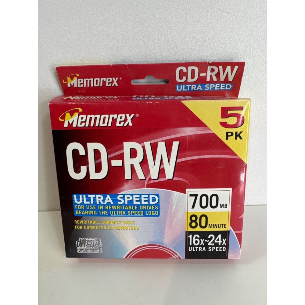 Memorex CD-RW 700MB 80 Min Ultra Speed 5 Pack For Computer CD Rewriters